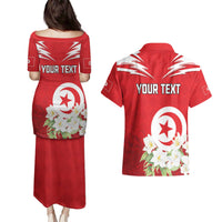 Personalized Tunisia Couples Matching Puletasi and Hawaiian Shirt Jasmine Flower and Emblem - Wonder Print Shop