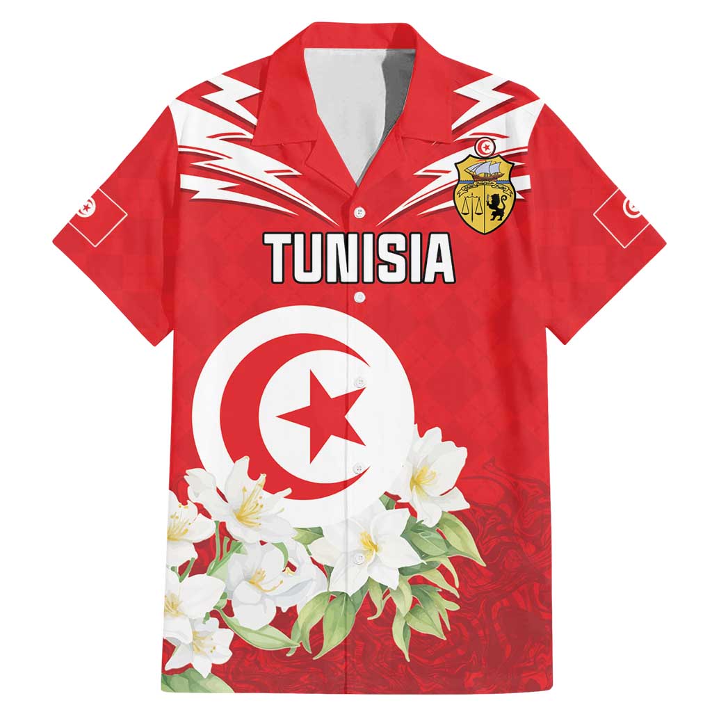 Personalized Tunisia Family Matching Mermaid Dress and Hawaiian Shirt Jasmine Flower and Emblem - Wonder Print Shop