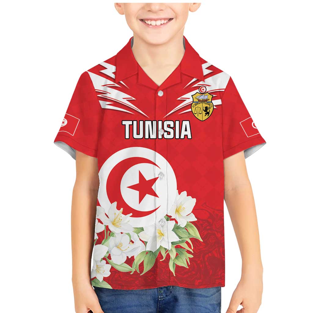 Personalized Tunisia Family Matching Mermaid Dress and Hawaiian Shirt Jasmine Flower and Emblem - Wonder Print Shop