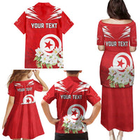 Personalized Tunisia Family Matching Puletasi and Hawaiian Shirt Jasmine Flower and Emblem - Wonder Print Shop