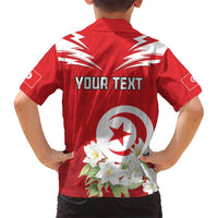 Personalized Tunisia Family Matching Short Sleeve Bodycon Dress and Hawaiian Shirt Jasmine Flower and Emblem - Wonder Print Shop