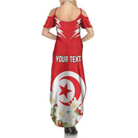 Personalized Tunisia Family Matching Summer Maxi Dress and Hawaiian Shirt Jasmine Flower and Emblem - Wonder Print Shop