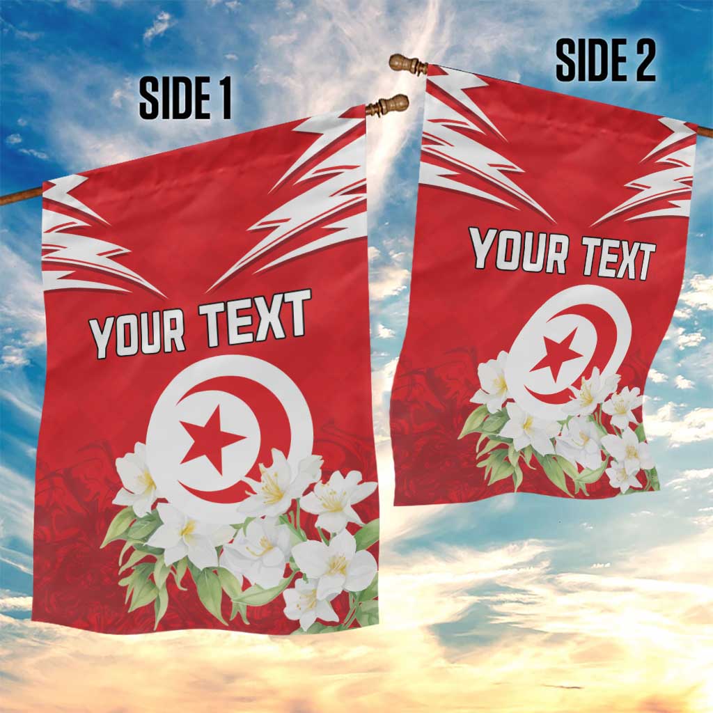 Personalized Tunisia Garden Flag Jasmine Flower and Emblem - Wonder Print Shop
