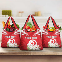 Personalized Tunisia Grocery Bag Jasmine Flower and Emblem