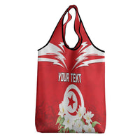 Personalized Tunisia Grocery Bag Jasmine Flower and Emblem
