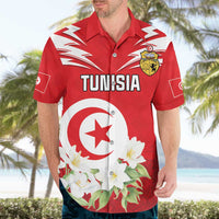 Personalized Tunisia Hawaiian Shirt Jasmine Flower and Emblem - Wonder Print Shop