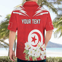 Personalized Tunisia Hawaiian Shirt Jasmine Flower and Emblem - Wonder Print Shop
