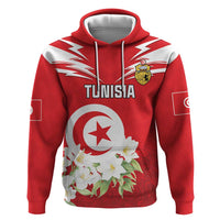 Personalized Tunisia Hoodie Jasmine Flower and Emblem - Wonder Print Shop