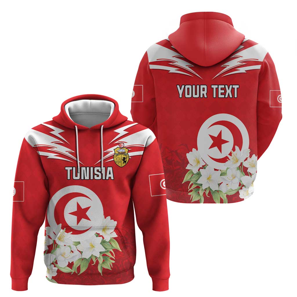 Personalized Tunisia Hoodie Jasmine Flower and Emblem - Wonder Print Shop