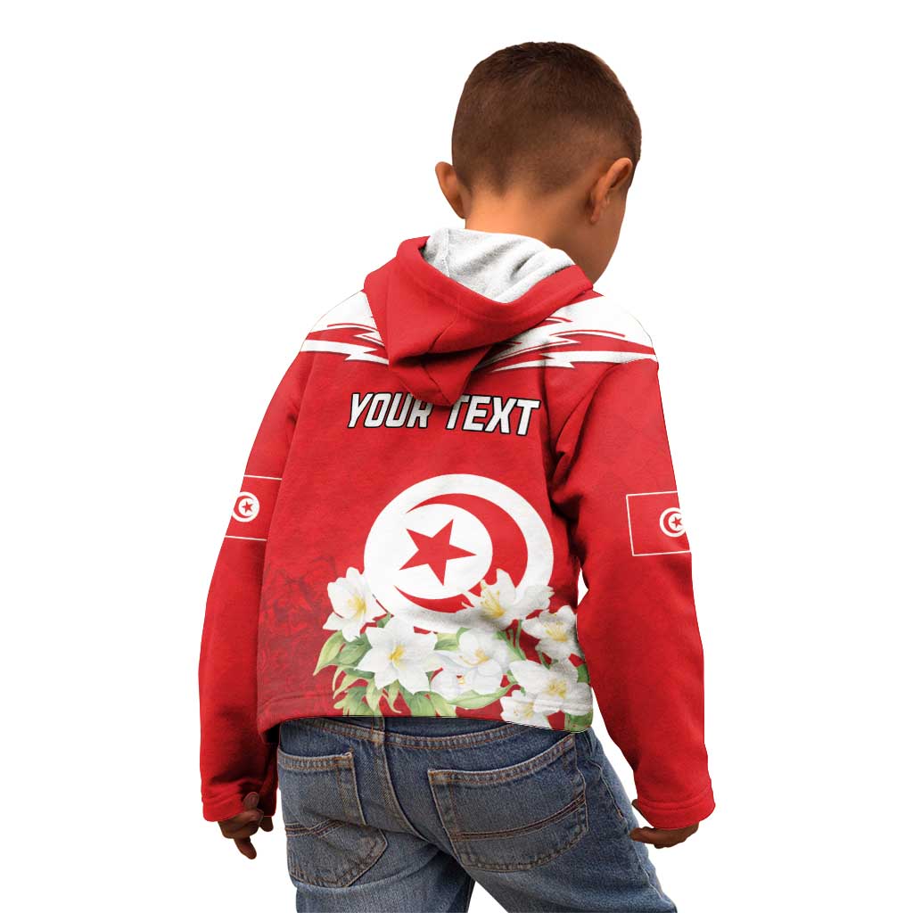 Personalized Tunisia Kid Hoodie Jasmine Flower and Emblem - Wonder Print Shop