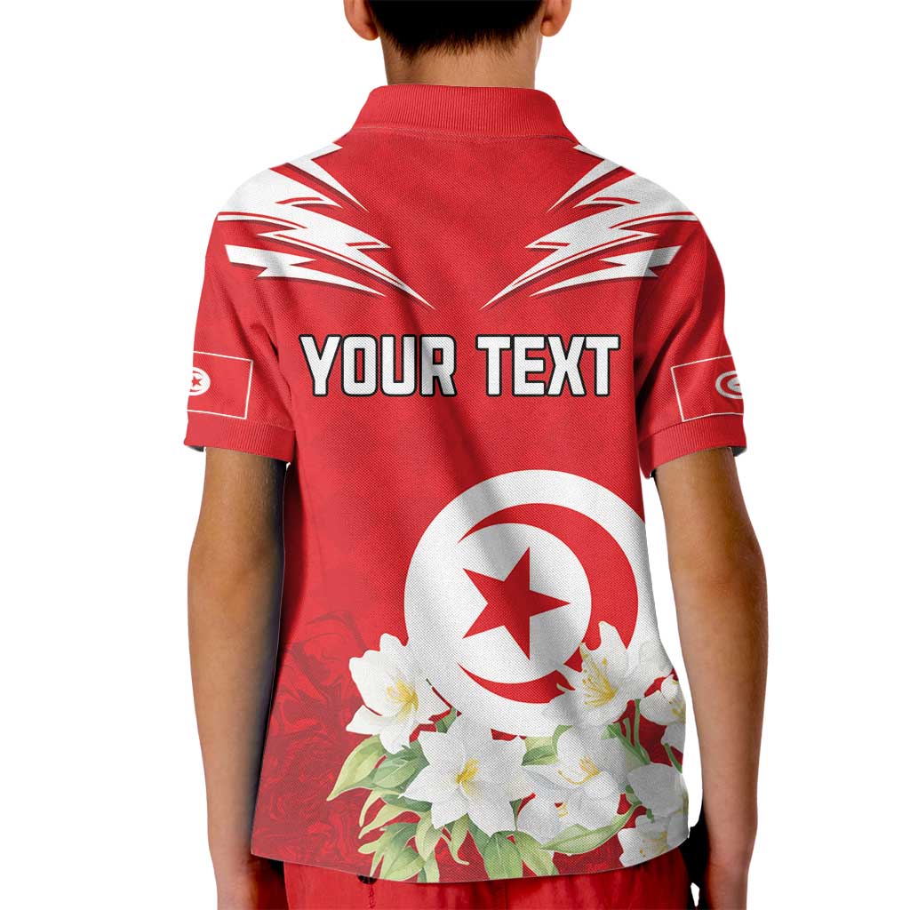 Personalized Tunisia Kid Polo Shirt Jasmine Flower and Emblem - Wonder Print Shop