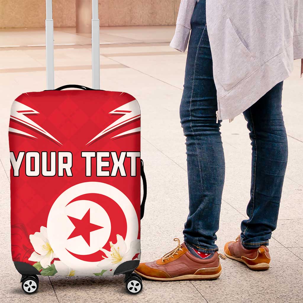 Personalized Tunisia Luggage Cover Jasmine Flower and Emblem - Wonder Print Shop
