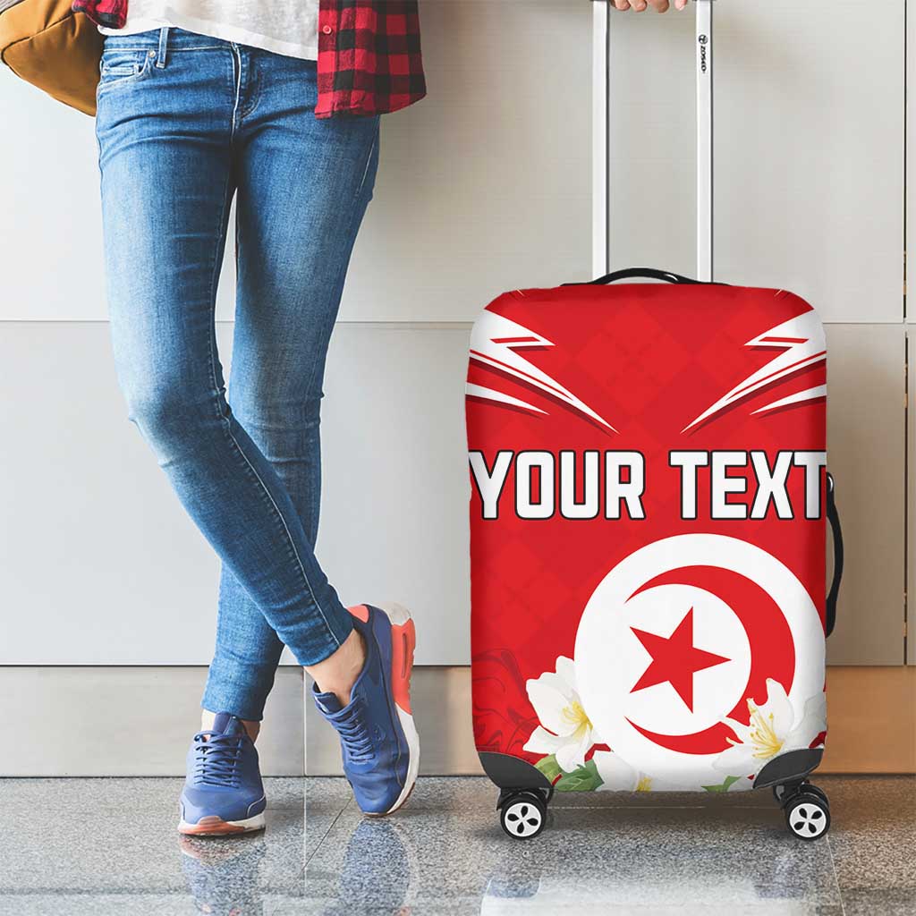 Personalized Tunisia Luggage Cover Jasmine Flower and Emblem - Wonder Print Shop