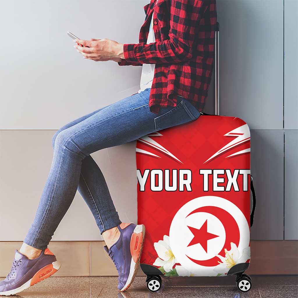 Personalized Tunisia Luggage Cover Jasmine Flower and Emblem - Wonder Print Shop