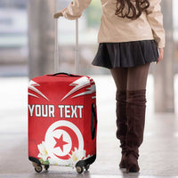 Personalized Tunisia Luggage Cover Jasmine Flower and Emblem - Wonder Print Shop
