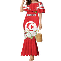 Personalized Tunisia Mermaid Dress Jasmine Flower and Emblem - Wonder Print Shop