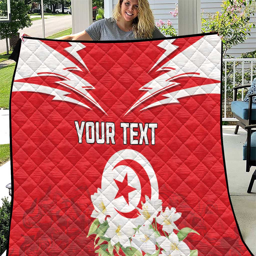 Personalized Tunisia Quilt Jasmine Flower and Emblem - Wonder Print Shop