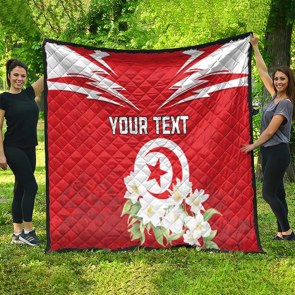 Personalized Tunisia Quilt Jasmine Flower and Emblem - Wonder Print Shop