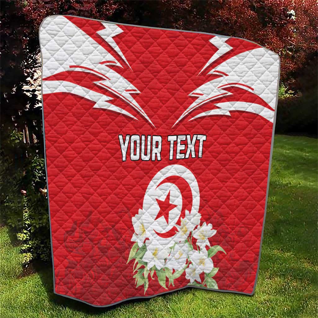 Personalized Tunisia Quilt Jasmine Flower and Emblem - Wonder Print Shop