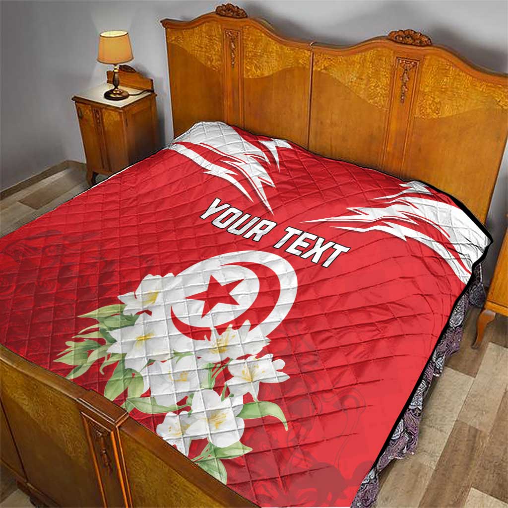 Personalized Tunisia Quilt Jasmine Flower and Emblem - Wonder Print Shop