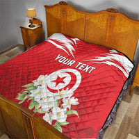 Personalized Tunisia Quilt Jasmine Flower and Emblem - Wonder Print Shop