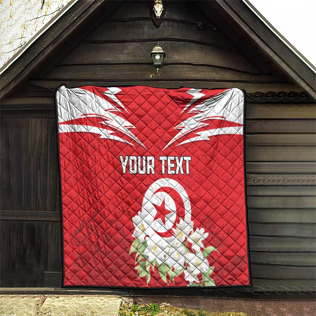 Personalized Tunisia Quilt Jasmine Flower and Emblem - Wonder Print Shop