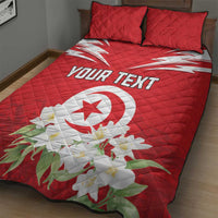 Personalized Tunisia Quilt Bed Set Jasmine Flower and Emblem - Wonder Print Shop