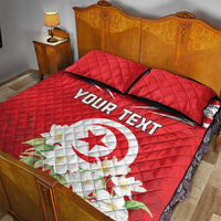 Personalized Tunisia Quilt Bed Set Jasmine Flower and Emblem - Wonder Print Shop
