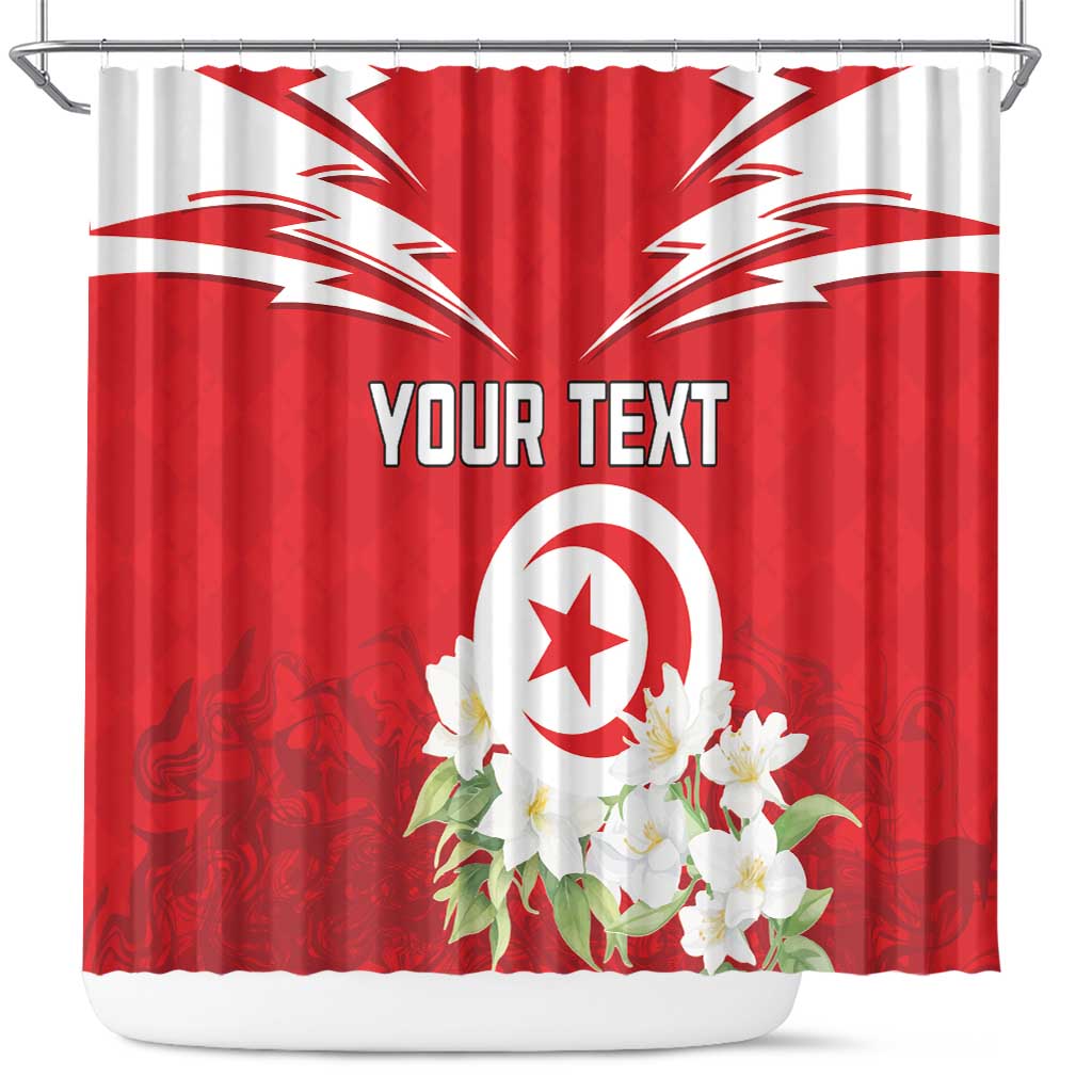 Personalized Tunisia Shower Curtain Jasmine Flower and Emblem