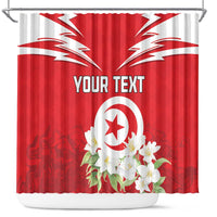 Personalized Tunisia Shower Curtain Jasmine Flower and Emblem