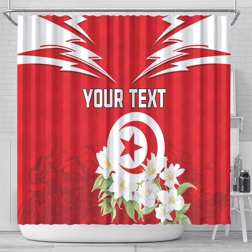 Personalized Tunisia Shower Curtain Jasmine Flower and Emblem