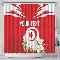 Personalized Tunisia Shower Curtain Jasmine Flower and Emblem