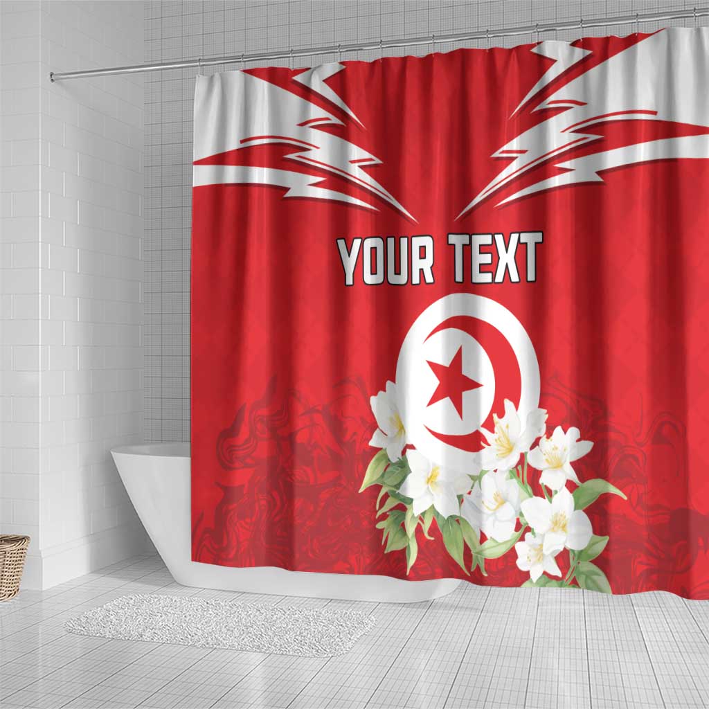 Personalized Tunisia Shower Curtain Jasmine Flower and Emblem