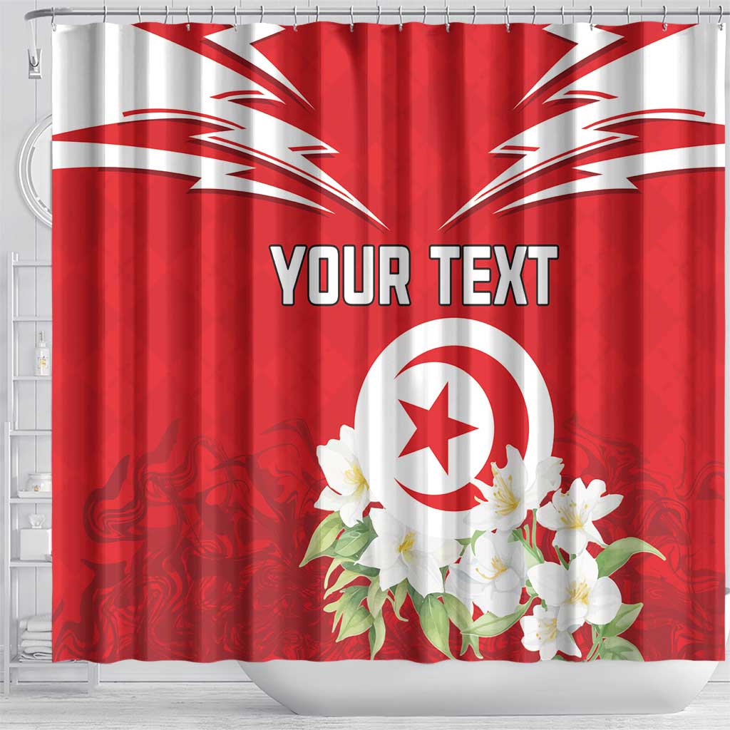 Personalized Tunisia Shower Curtain Jasmine Flower and Emblem