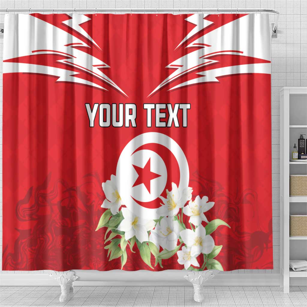 Personalized Tunisia Shower Curtain Jasmine Flower and Emblem