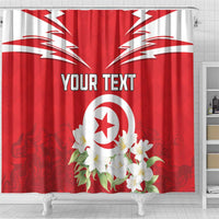 Personalized Tunisia Shower Curtain Jasmine Flower and Emblem