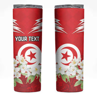 Personalized Tunisia Skinny Tumbler Jasmine Flower and Emblem - Wonder Print Shop