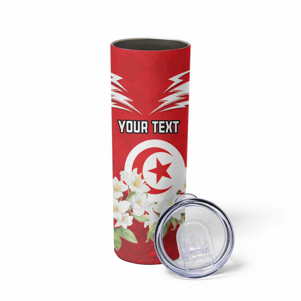 Personalized Tunisia Skinny Tumbler Jasmine Flower and Emblem - Wonder Print Shop