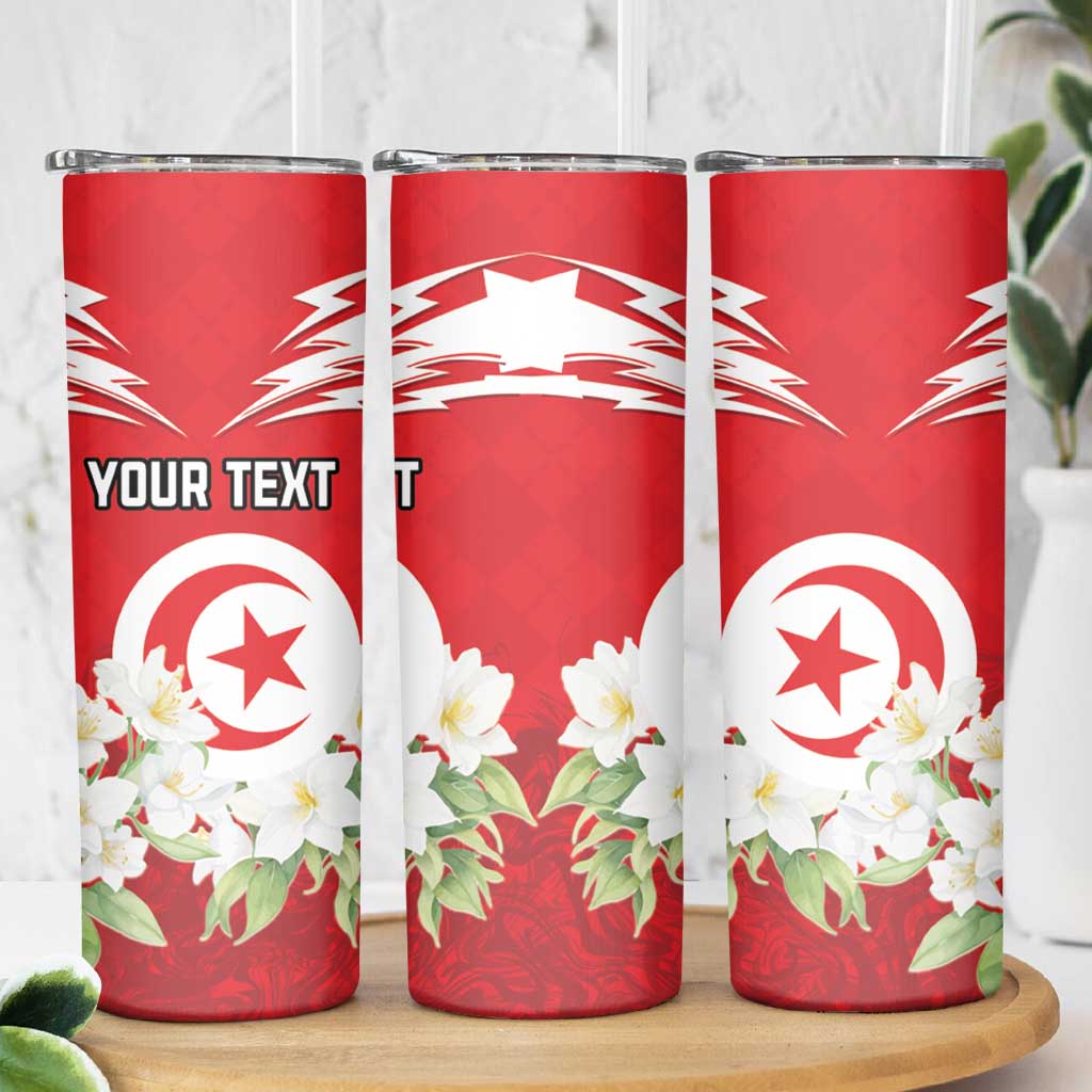 Personalized Tunisia Skinny Tumbler Jasmine Flower and Emblem - Wonder Print Shop