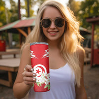 Personalized Tunisia Skinny Tumbler Jasmine Flower and Emblem - Wonder Print Shop