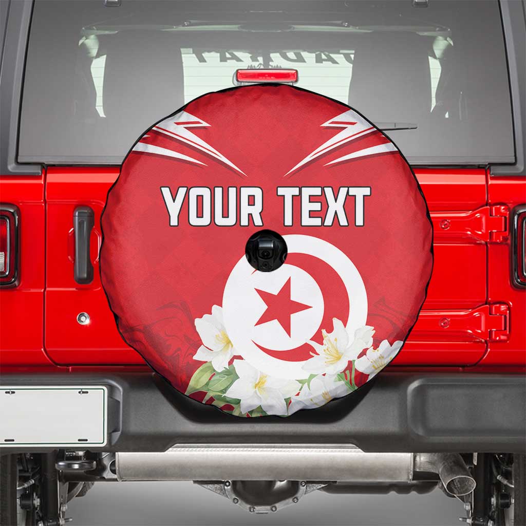 Personalized Tunisia Spare Tire Cover Jasmine Flower and Emblem - Wonder Print Shop