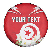 Personalized Tunisia Spare Tire Cover Jasmine Flower and Emblem - Wonder Print Shop