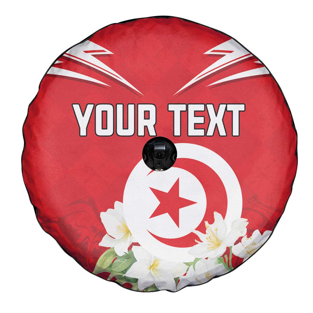 Personalized Tunisia Spare Tire Cover Jasmine Flower and Emblem - Wonder Print Shop