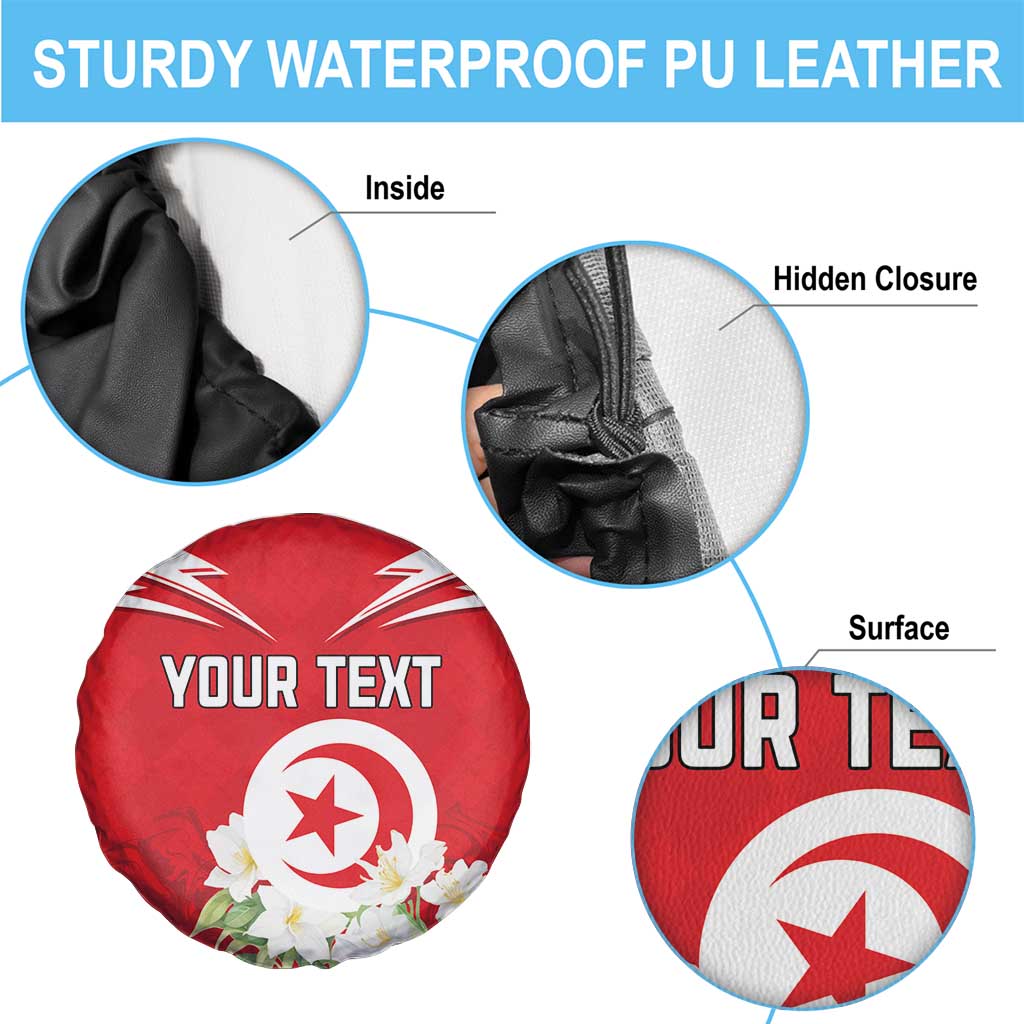 Personalized Tunisia Spare Tire Cover Jasmine Flower and Emblem - Wonder Print Shop