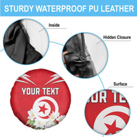 Personalized Tunisia Spare Tire Cover Jasmine Flower and Emblem - Wonder Print Shop