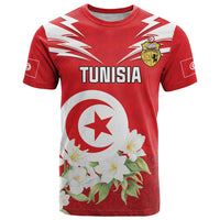 Personalized Tunisia T Shirt Jasmine Flower and Emblem - Wonder Print Shop