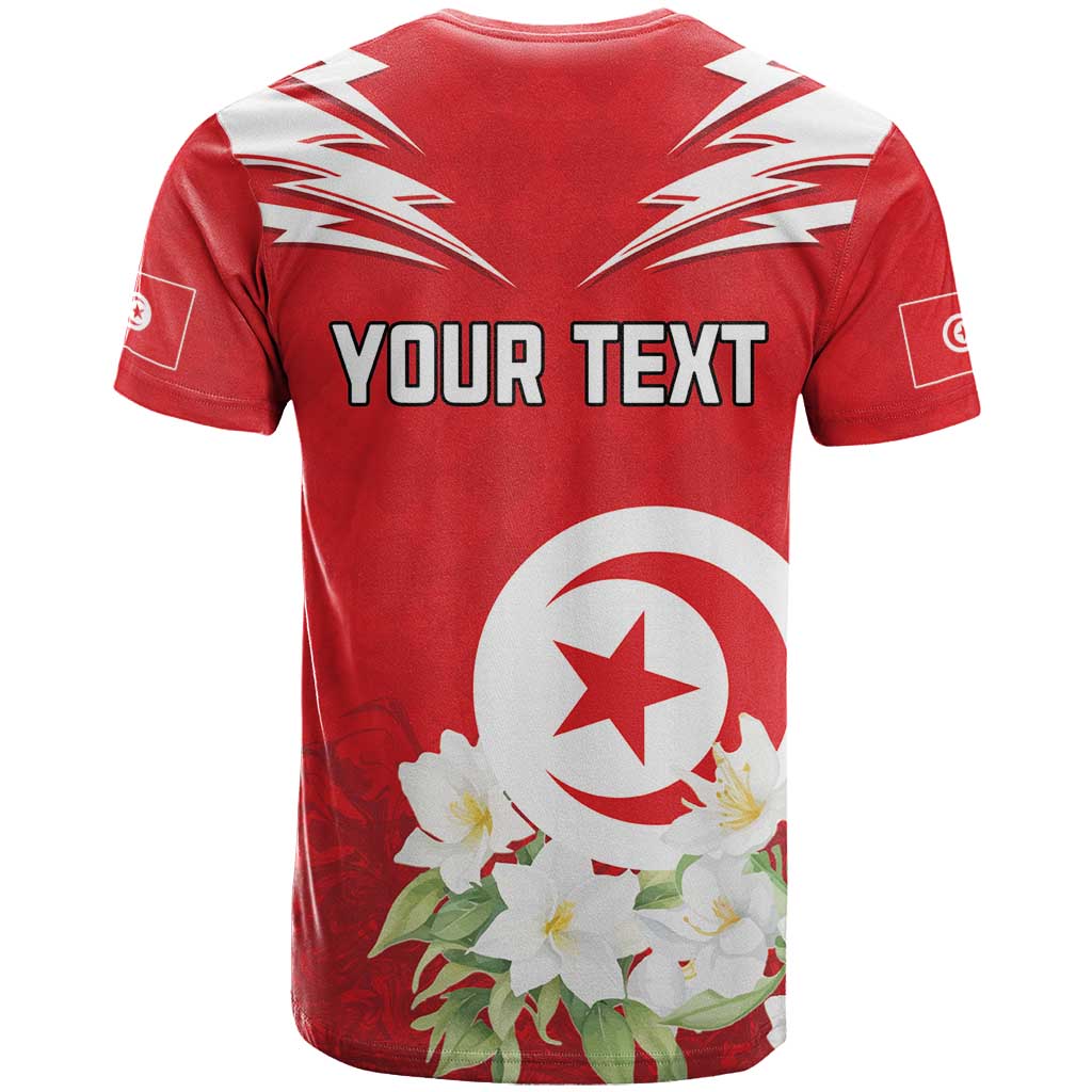 Personalized Tunisia T Shirt Jasmine Flower and Emblem - Wonder Print Shop