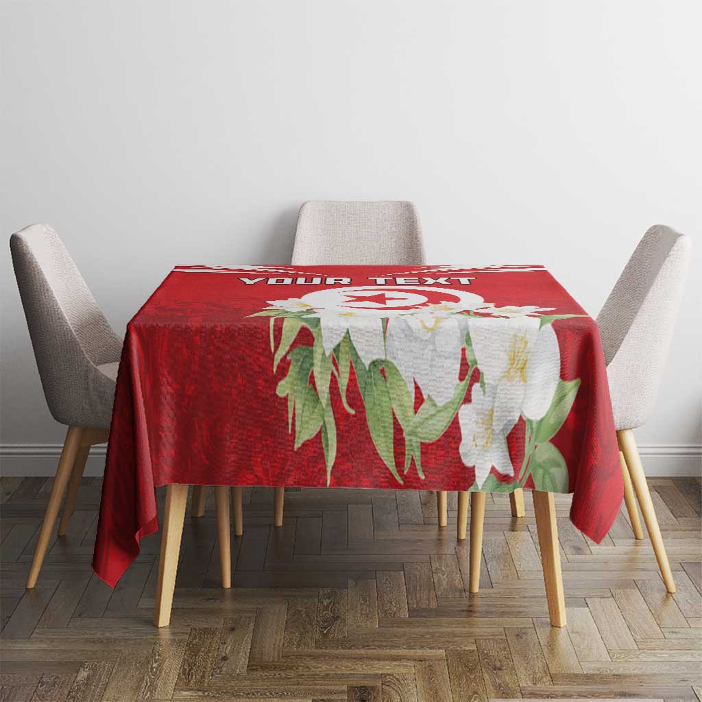 Personalized Tunisia Tablecloth Jasmine Flower and Emblem - Wonder Print Shop