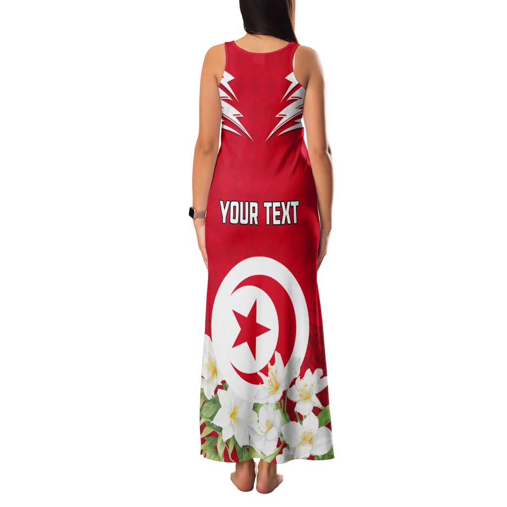 Personalized Tunisia Tank Maxi Dress Jasmine Flower and Emblem - Wonder Print Shop