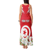 Personalized Tunisia Tank Maxi Dress Jasmine Flower and Emblem - Wonder Print Shop